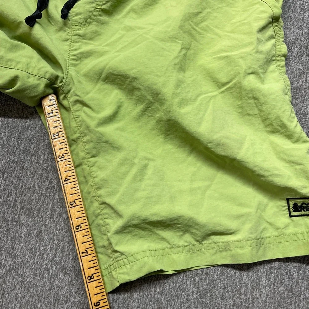 Vtg‎ REI Co-op Mens Hiking Shorts Lime Green Nylon Cargo Pockets Drawstring  S